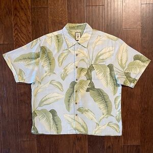 Jamaica Jaxx Silk Tropical Palm Leaf Button Shirt Men’s XL Hawaiian Style